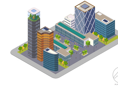 QUARTIER AFFAIRE 01 e learning isometric vector