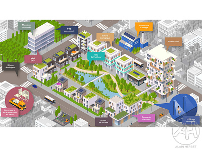 ecoquartier HD illustration isometric isometric illustration isometry vector