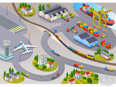 INCOTERMS illustration isometric design vector