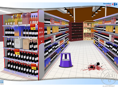 carrefour vins background e learning illustration vector