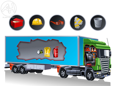 camion securite e learning illustration vector