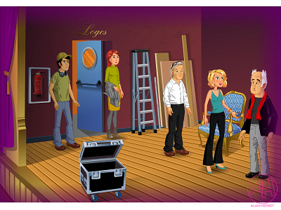 theatre scene background character e learning illustration vector