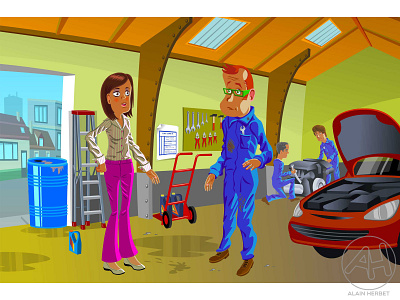 garage e learning background character e learning illustration vector