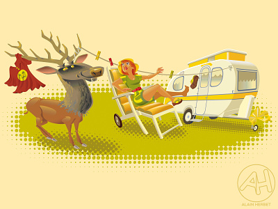 camping background character humour illustration vector