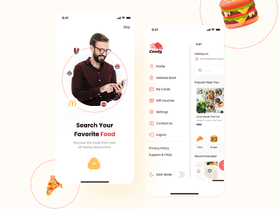Food Delivery App clean food delivery location minimal mobile app restuarant ui ux