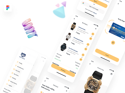 Watch Store App UI Kit branding clean design ecommerce elegent luxury minimal mobile app premium shop store ui ux watch