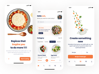Recipe App UI Kit clean elegent food food delivery minimal mobile app receipe ui ux