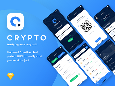 Crypto UI Kit bitcoin clean concept creative crypto crypto wallet currency mobile mobile app premium price ripple ui ui kit ux wallet