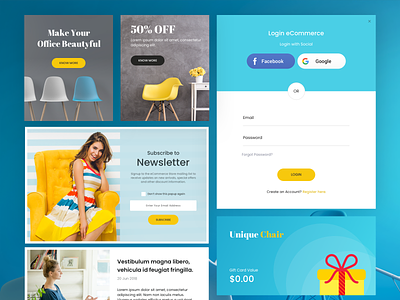 Ecommerce Cards app buy category chairs clean ecommerce list magento minimal shop theme