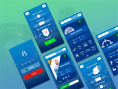 Abyss - Concept app for football league in Vienna app app design appui appuidesign blue branding clean design football illustration players ui uidesign ux uxdesign