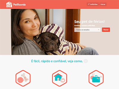 PetRoomie earlyshares helabs home home call icons interface pet red ui ux web design