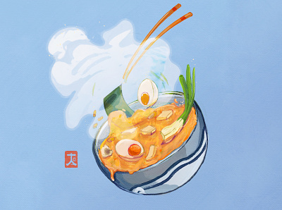 Miso Soup digital art digital illustration digital illustrations digital painting digitalart eggs foodillustration illuastration illustration miso photoshop ramen soup tofu