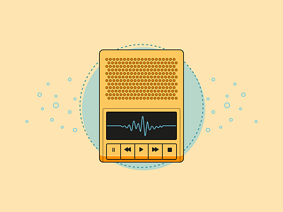Illustration audio books for children audiobooks icon illustration outline soundwave speaker tape wave