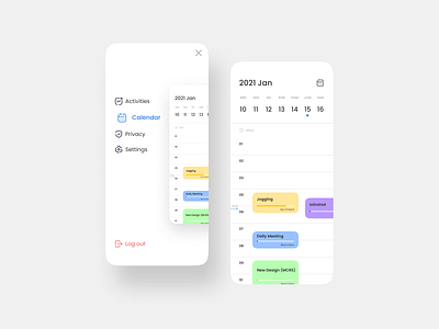 Mobile App - Menu & Calendar Concept