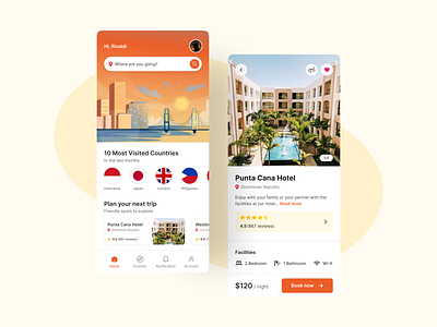 Worldwide Hotel App - Exploration business concept freelance simple uidesign