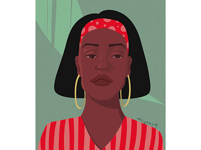Character Design adobe illustrator ai black girl blm character character design color palette face flat green illustration illustrations portrait red vector vector portrait