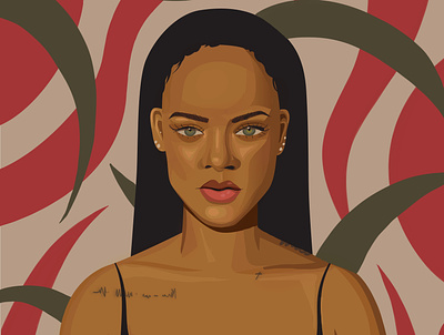 Rihanna Portrait fan art flat illustration graphic design illustration illustrations portraiture procreate realism realistic portrait rihanna vector vector portrait