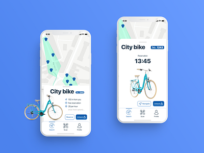 Bike rent app - reservation screen app bike mobile navigation renting reservation ui ux