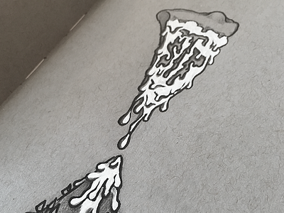 Pizzeria in the Mountains cheese drawing illustration pizza sketch