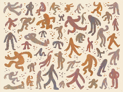 Yeti Dance Party bigfeet illustration pattern design wild beasts yeti