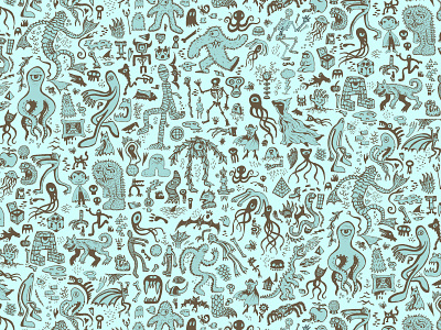 Creature Feature: Mint colorway creature feature monsters creatures illustration pattern repeating pattern surface pattern