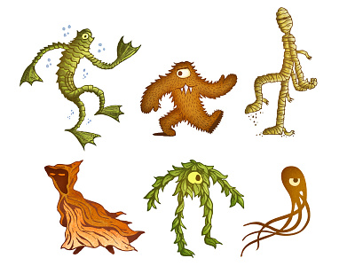 Creature Feature: Characters creature feature monsters creatures illustration pattern repeating pattern surface pattern