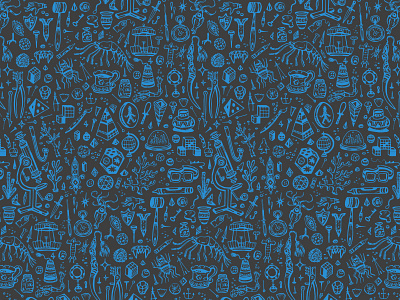 Cabinet of Curiosities 2: Dark Blue on Grey cabinet cabinet of curiosities pattern repeating patter