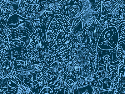 Make Believe in Blue believe creatures cryptozoology joseph campbell make make believe monsters pattern surface pattern