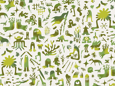 Mental Graffiti | Color creatures cryptozoology mental graffiti monsters patterns repeating repeating pattern surface pattern wallpaper