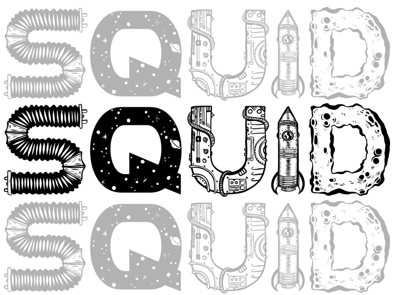 Squid Bikes Space Age Logo squid bikes science fiction identity logo cyclocross scifi outerspace space