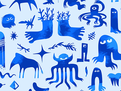 Mental Graffiti | Blue claws cryptozoology nature ornate patterns paws repeating pattern surface design surface pattern wallpaper
