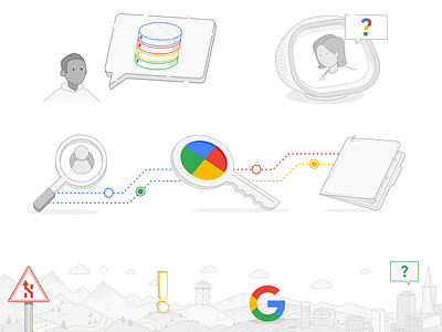 Google Line Art Illos e-learning google iconography icons illustration landscape tech