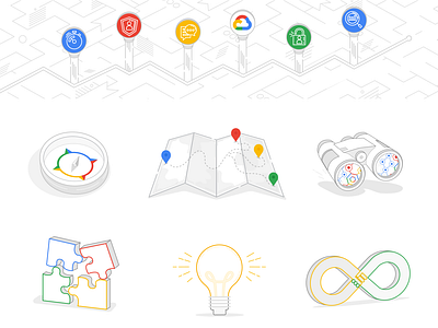 Google Line Art Illos and Icons