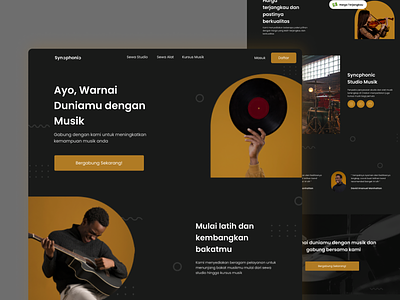Website for studio and musical instrument rental black branding dark logo minimalist music orange rent studio ui website