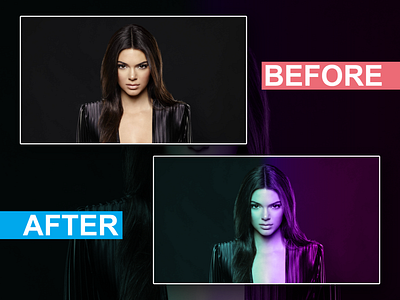 Kendall Jenner Dual Lightning Effect before and after color color correction design photoshop