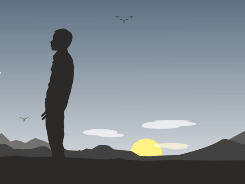 Silhouette Man Wallpaper - Vector modern flat bird cloud mountain sun human man wallpaper simple nature retro black cool scenery view natural landscape silhouette