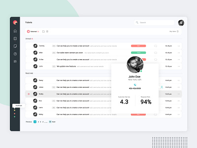 Customer Support Dashboard - Tickets page
