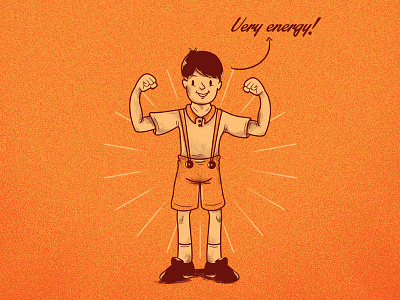A Strong boy! boy cartoon comics force illustration old retro strong vintage