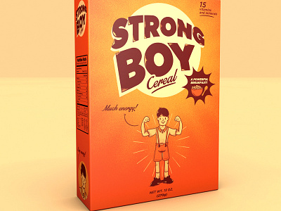 Strong Boy Cereal boy cartoon cereal comics force illustration old packaging retro strong vintage