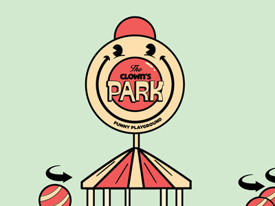 Clown's Park - Funny Playground cartoon clown face illustration lettering old playground retro smile typography