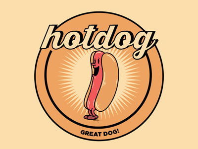 Hotdog cartoon face hotdog illustration lettering old retro smile typography