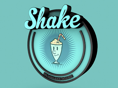 Shake - 3D Cartoon Lettering 3d cartoon illustration milk shake milkshake type typography