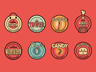 Colorful and vintage brand cartoon icon lettering logo minimalistc old retro type typography vintage