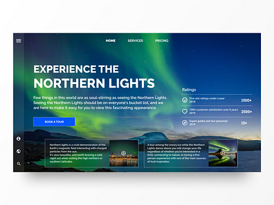 Experience The Northern Lights - Landing page concept design ecommerce figma homepage interface landing minimal northern lights ui ux web webdesign website websites