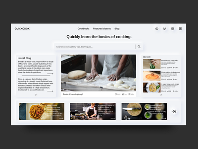 Learn Cooking Online - Landing Page concept cooking cooking app design education education website educational minimal minimalistic online learning soft ui ui ux web website website concept white