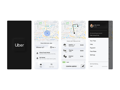 Uber Design - Neumorphic style app app concept app design black and white branding concept latest trend minimal minimalism neumorphism softui trending uber uber design ui ui design uidesign ux