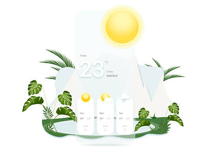 Weather App app design illustration minimal mobile app mobile ui typography ui ui design uiuxdesign uiuxdesigner ux weather weather app webdesign webdesigner website