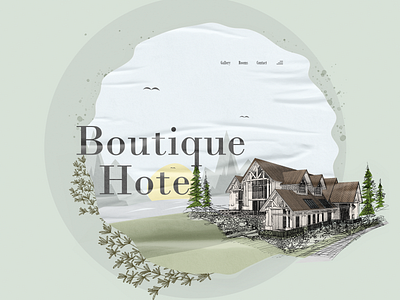 Boutique Hotel boutique hotel illustration minimal minimalist typography ui ui design uiux ux webdesign website