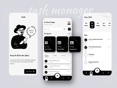 Task managment App app app design app ui application design application ui managment minimal popular shot task task manager typography ui ux ui design uxdesign