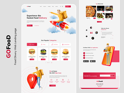 Gofood II Food delivery Website branding delivery delivery service food food and drink resturant ui ui ux ui design ux uxdesign web design web element webdesign website website concept website design website template websites
